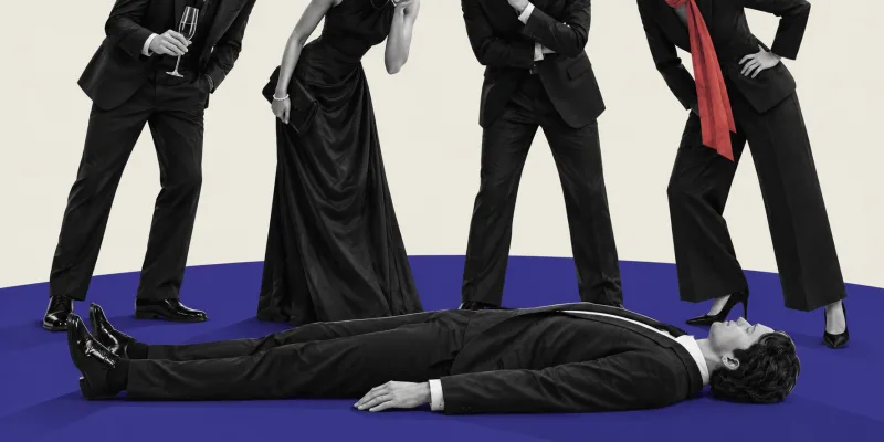 A group of players looking and the murdered character in the game